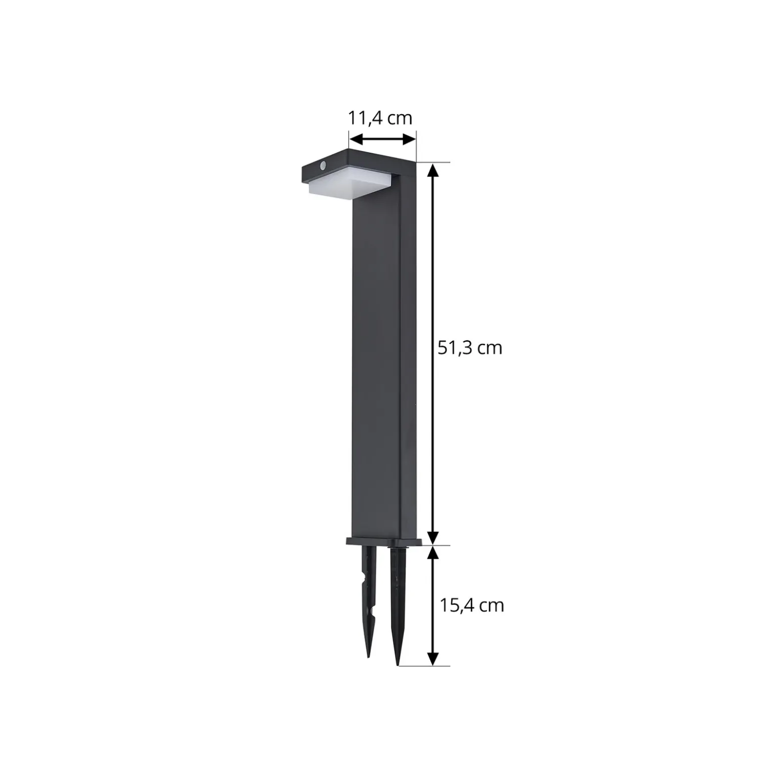 Lindby Baliza LED solar para zócalo Eleazar, negro, aluminio, sensor
