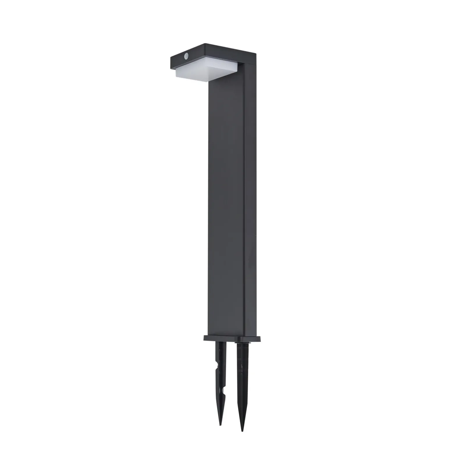 Lindby Baliza LED solar para zócalo Eleazar, negro, aluminio, sensor