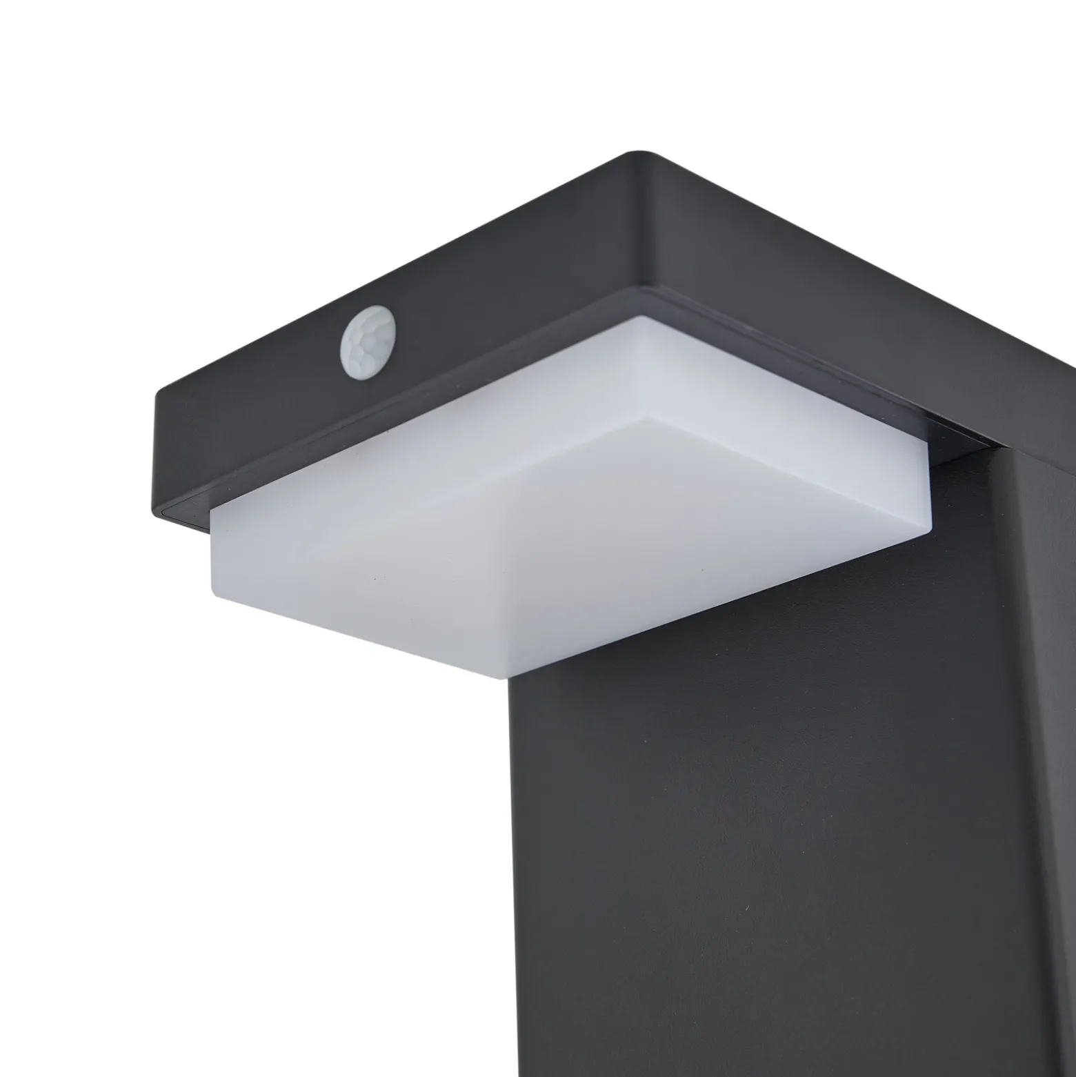 Lindby Baliza LED solar para zócalo Eleazar, negro, aluminio, sensor