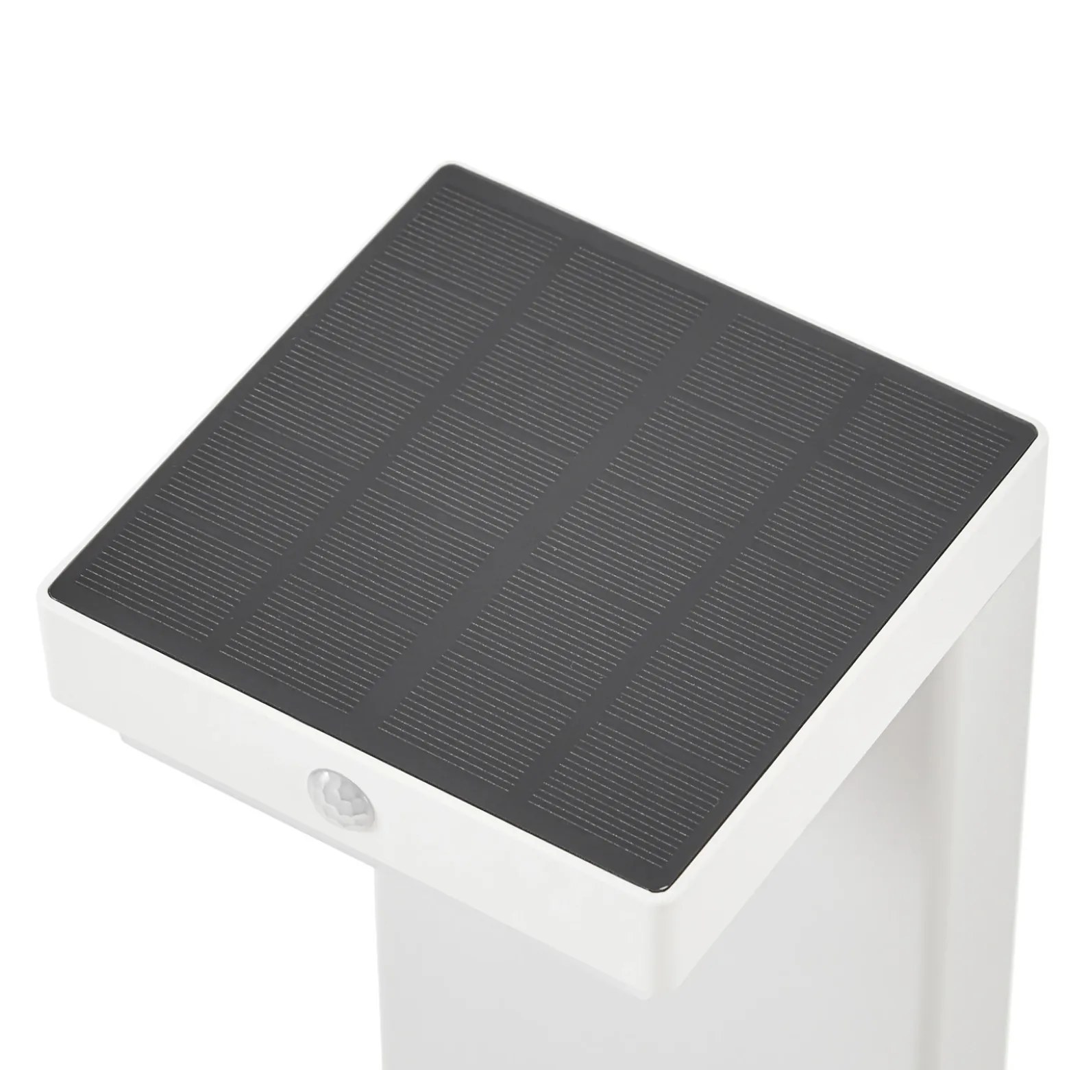 Lindby Baliza LED solar para zócalo Eleazar, blanca, aluminio, sensor