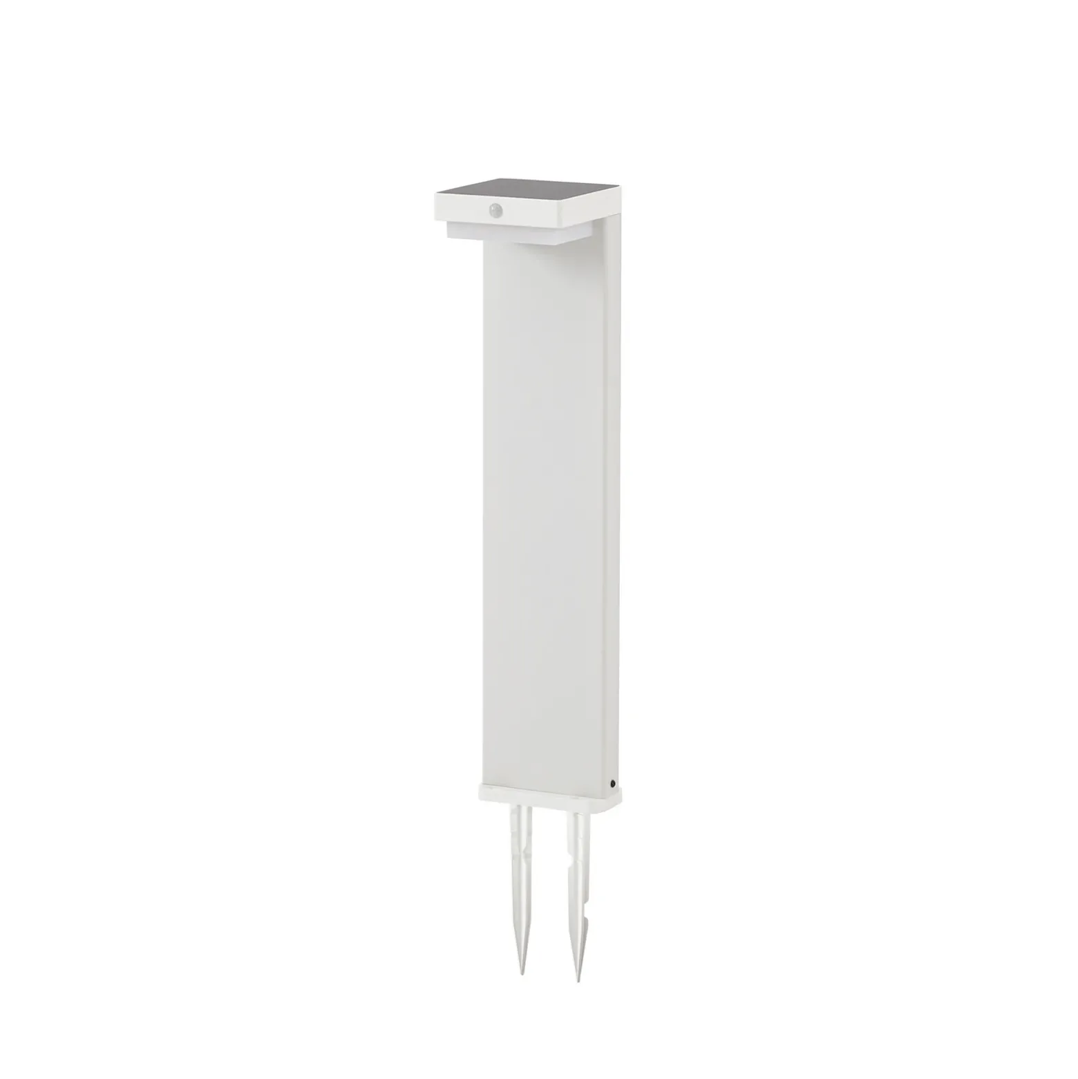 Lindby Baliza LED solar para zócalo Eleazar, blanca, aluminio, sensor