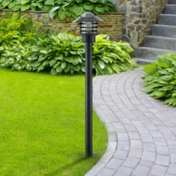 Lindby bolardo luminoso Belmiro, hierro, 100 cm de altura, E27, negro
