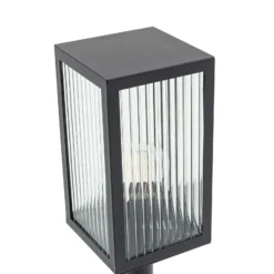 Lindby Bolardo luminoso Bolgar, negro, metal, vidrio, 15 cm