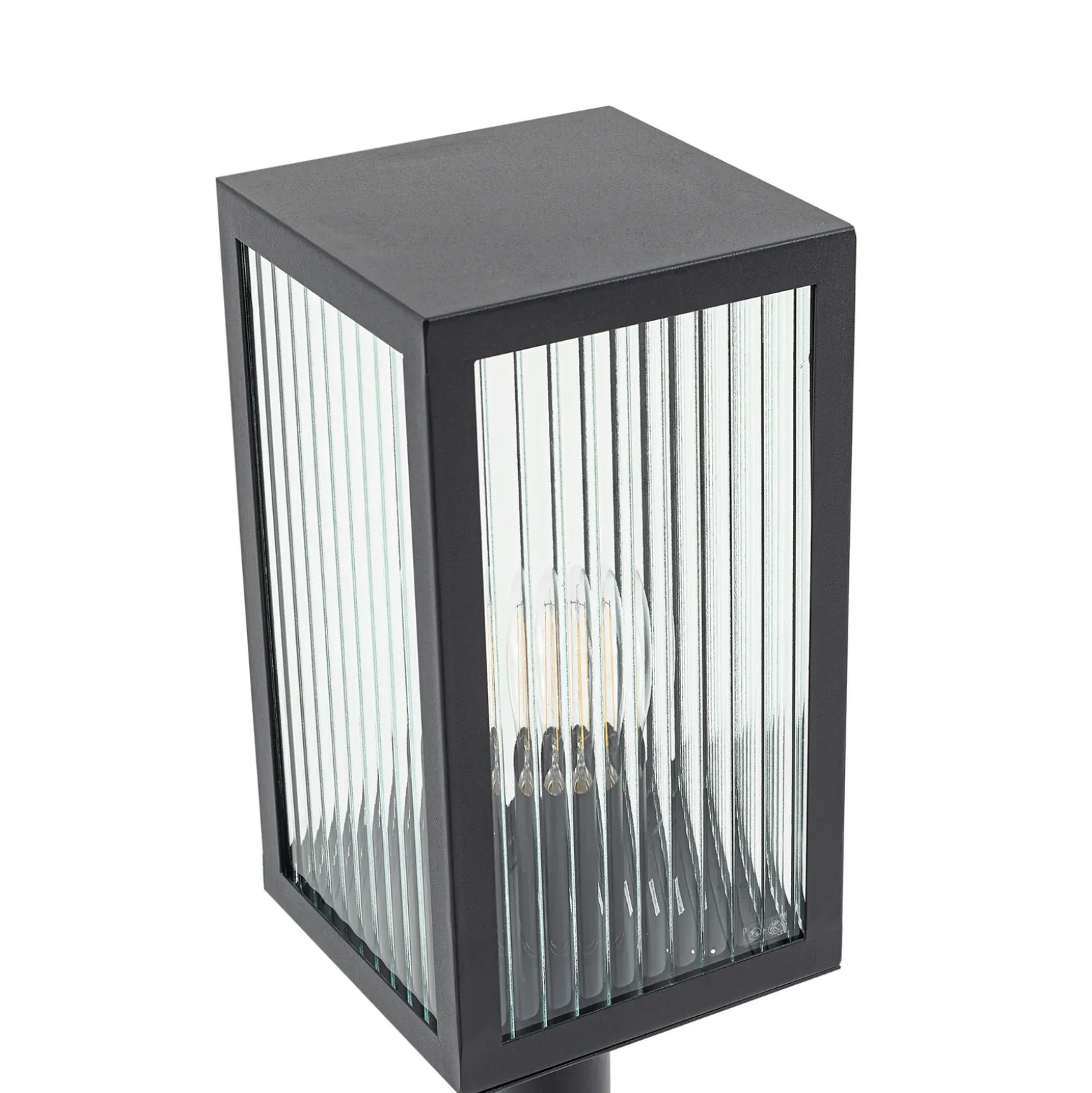 Lindby Bolardo luminoso Bolgar, negro, metal, vidrio, 15 cm