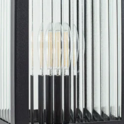 Lindby Bolardo luminoso Bolgar, negro, metal, vidrio, 15 cm
