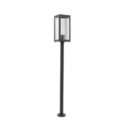 Lindby Bolardo luminoso Bolgar, negro, metal, vidrio, 15 cm