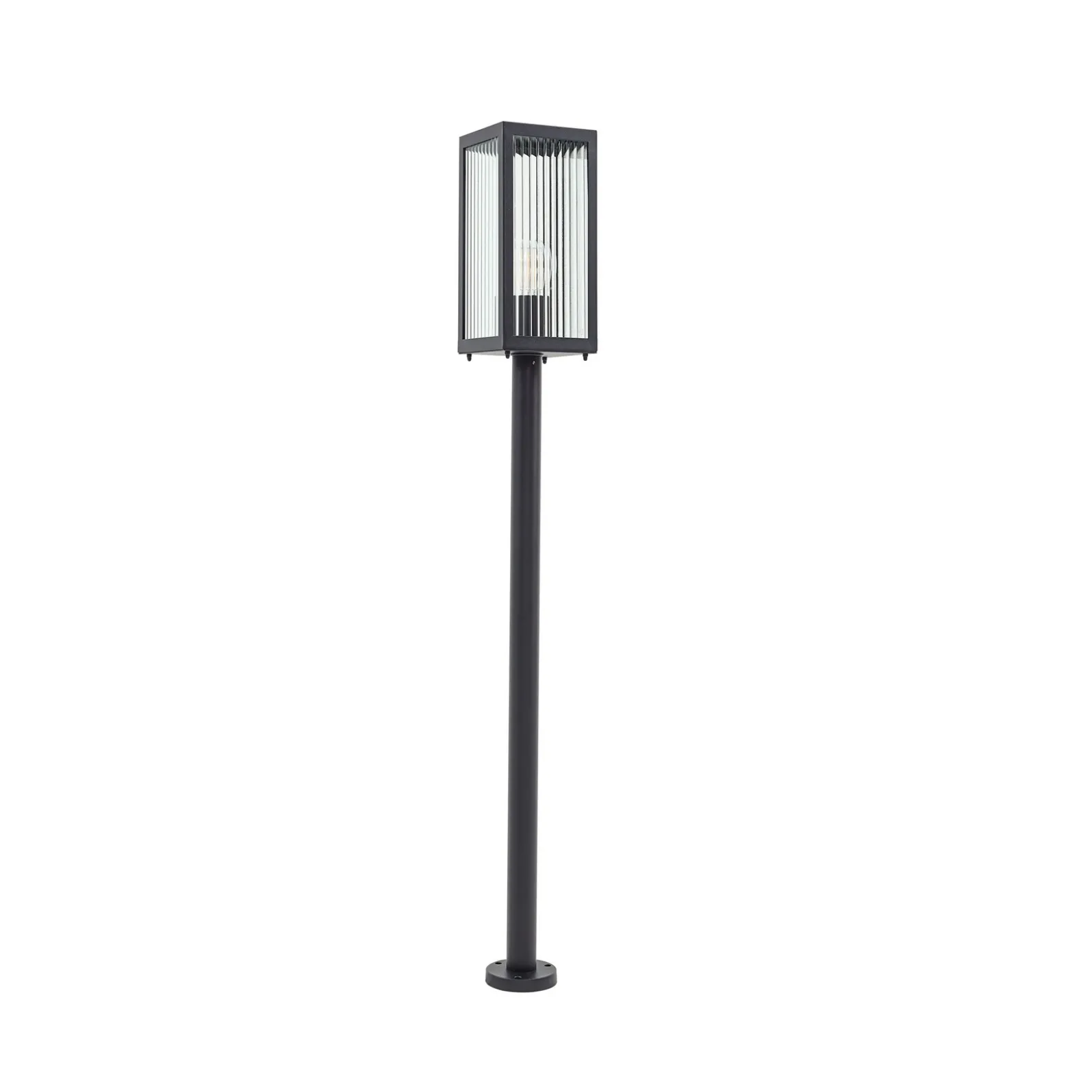 Lindby Bolardo luminoso Bolgar, negro, metal, vidrio, 15 cm