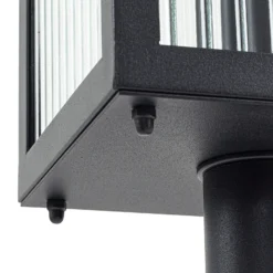 Lindby Bolardo luminoso Bolgar, negro, metal, vidrio, 15 cm