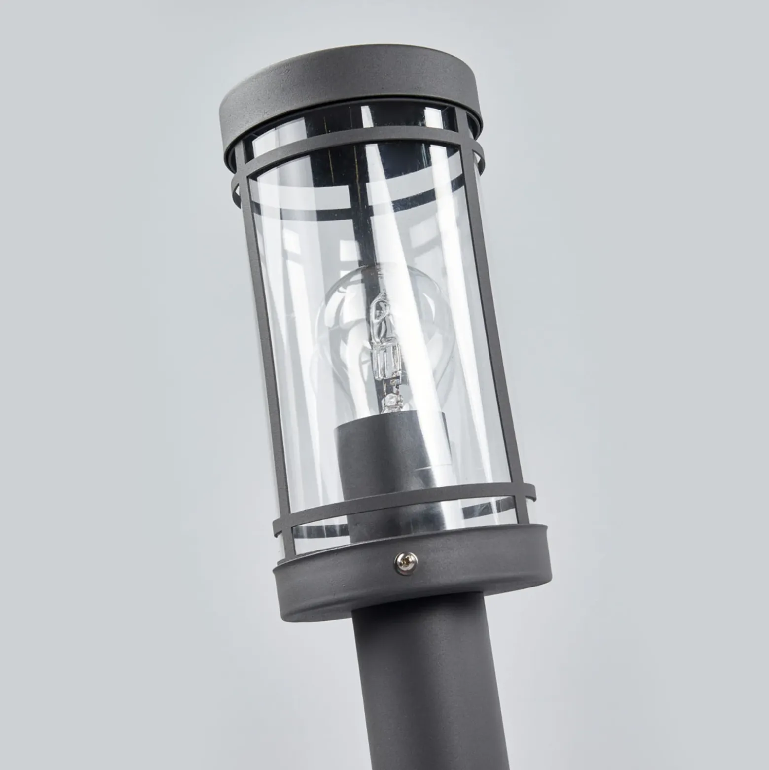 Lindby Bolardo luminoso Djori, 80 cm, antracita, acero inoxidable, E27