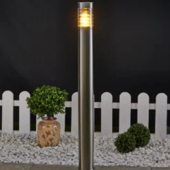 Lindby Bolardo luminoso Enja, 100 cm, acero inoxidable, IP44, E27