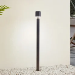 Lindby, bolardo luminoso LED Amila, negro, aluminio, IP54