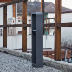 Lindby, bolardo luminoso LED Darko, 80 cm, gris, metal, IP54