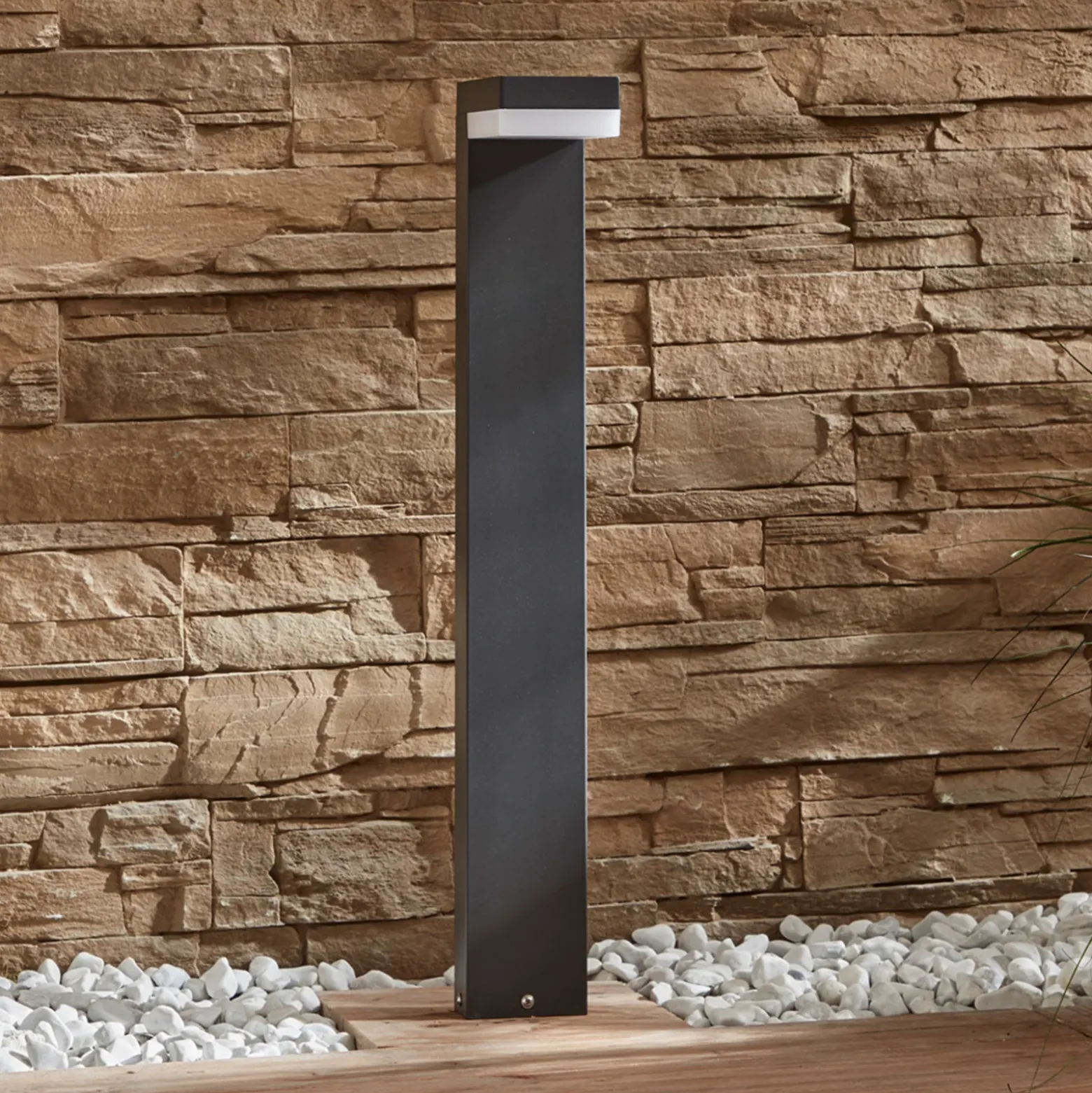 Lindby Bolardo luminoso LED Dionys, altura 70 cm, antracita, metal