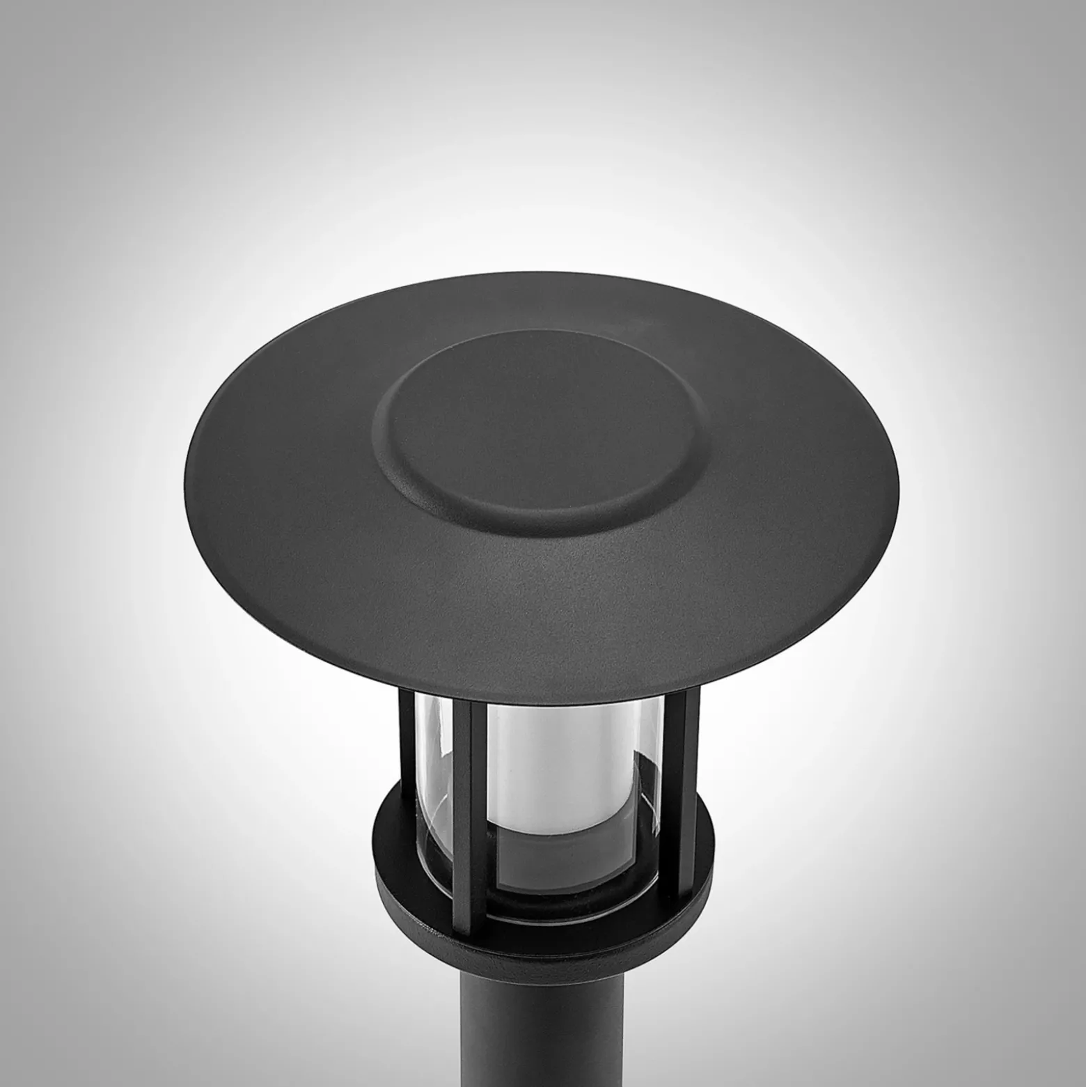 Lindby, bolardo luminoso LED Gregory, 76 cm, sensor, gris oscuro, IP44