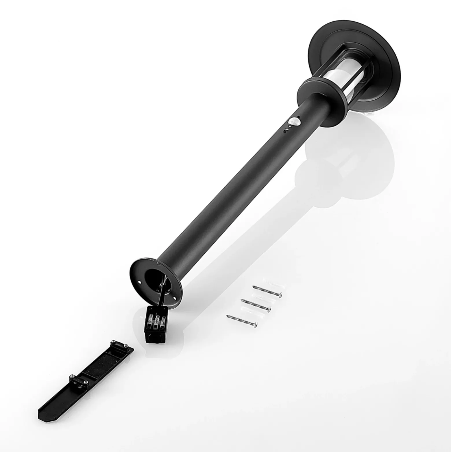 Lindby, bolardo luminoso LED Gregory, 76 cm, sensor, gris oscuro, IP44