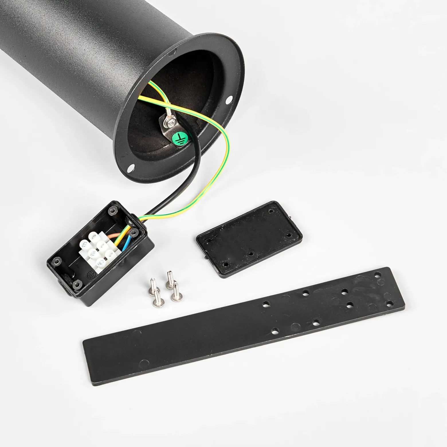 Lindby Bolardo luminoso LED Lanea, 60 cm, negro, acero inoxidable, IP44