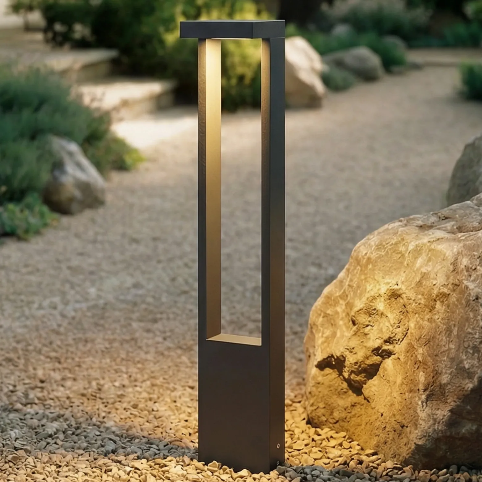 Lindby, bolardo luminoso LED Lonete, altura 65 cm, antracita, IP65