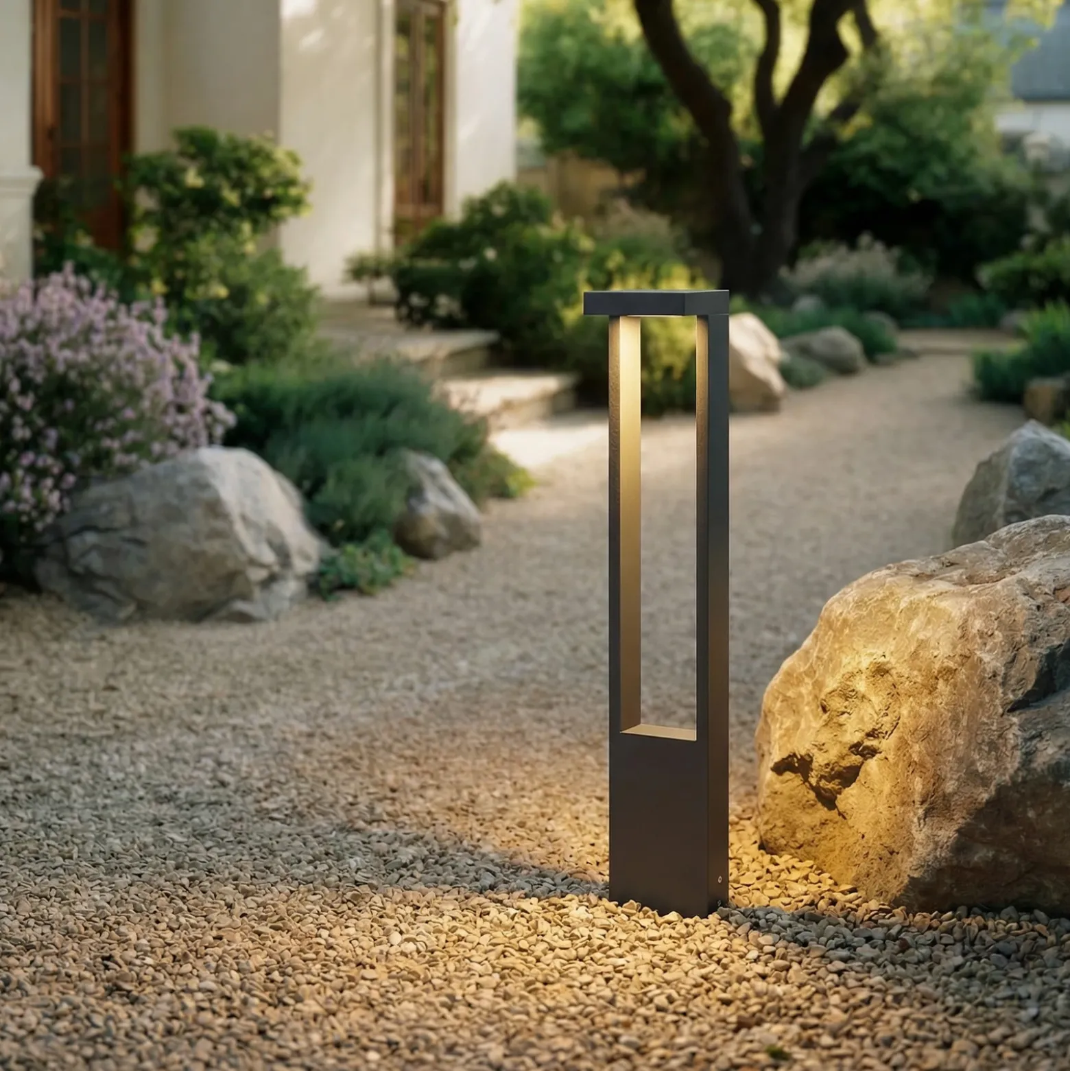 Lindby, bolardo luminoso LED Lonete, altura 65 cm, antracita, IP65