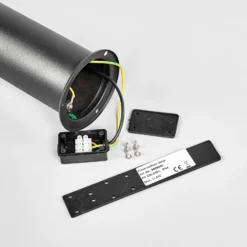 Lindby, bolardo luminoso LED Lanea, 60 cm, negro, sensor, IP44