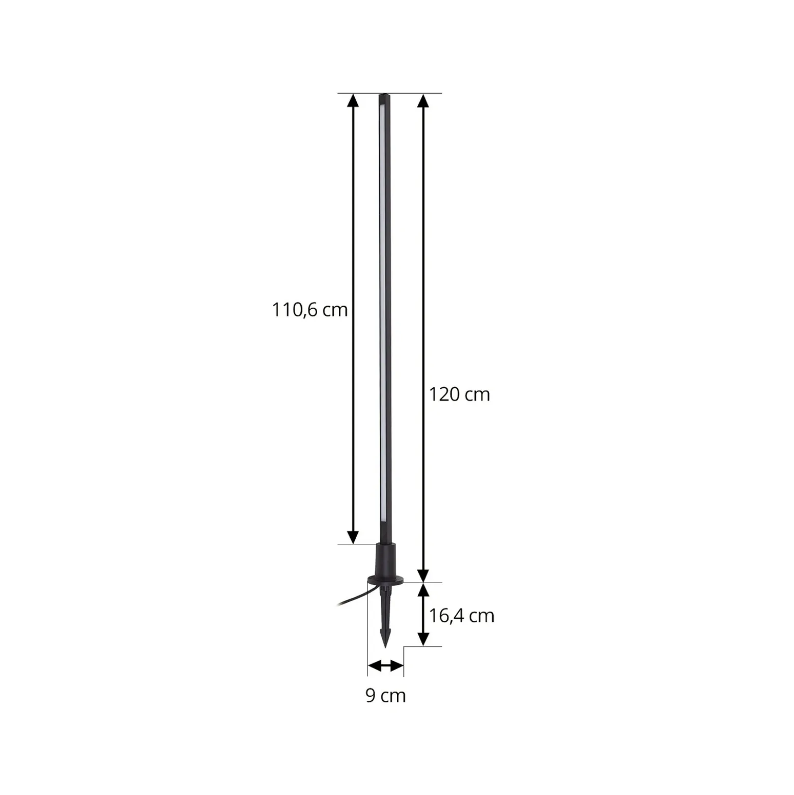 Lindby Bolardo luminoso LED Neano, 120 cm, negro, metal, IP65
