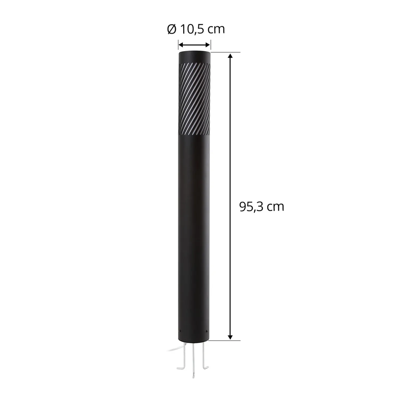 Lindby Bolardo luminoso Lurinda, negro, aluminio, Ø 10,5 cm