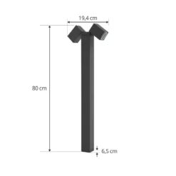 Lindby Bolardo luminoso Othil, 2 luces, 80 cm, antracita, metal
