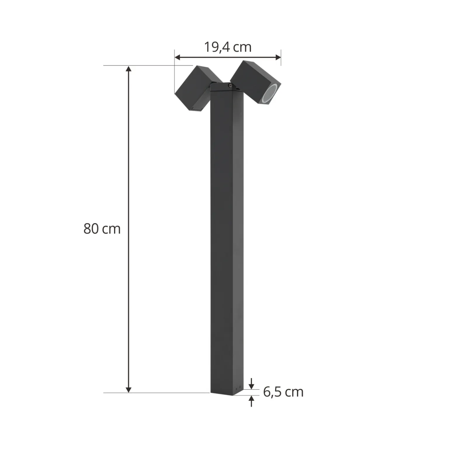 Lindby Bolardo luminoso Othil, 2 luces, 80 cm, antracita, metal