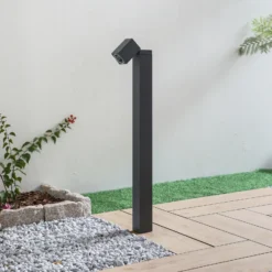 Lindby bolardo luminoso Othil, 80 cm de altura, antracita, metal
