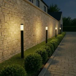 Lindby Bolardo luminoso Statius, antracita/ópera, hierro, 100 cm