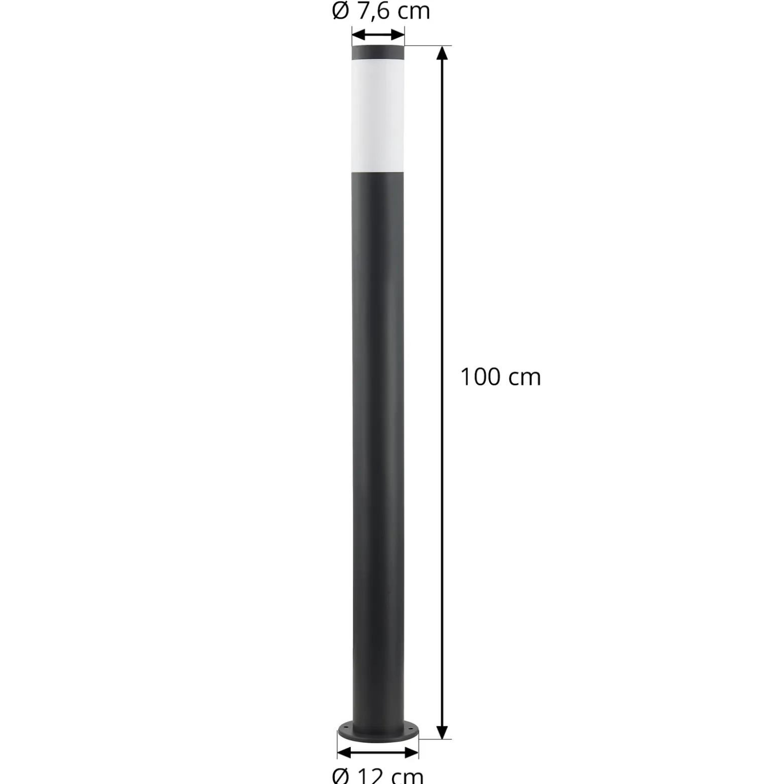 Lindby Bolardo luminoso Statius, antracita/ópera, hierro, 100 cm