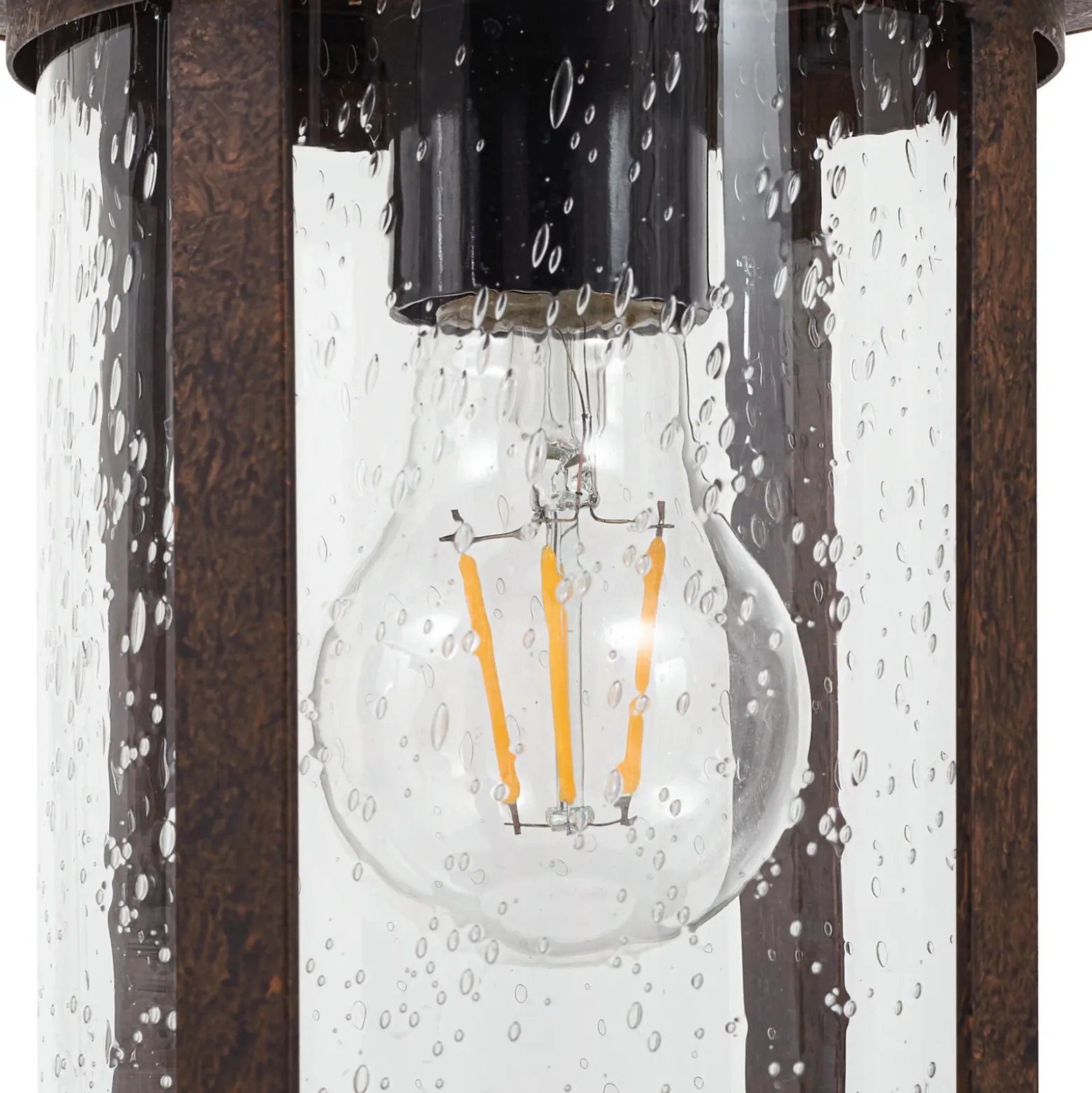 Lindby, bolardo luminoso Zayn, color óxido, vidrio, altura 109 cm, IP65