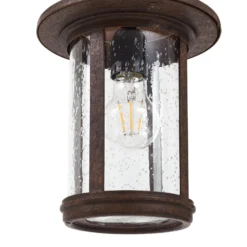 Lindby, bolardo luminoso Zayn, color óxido, vidrio, altura 109 cm, IP65