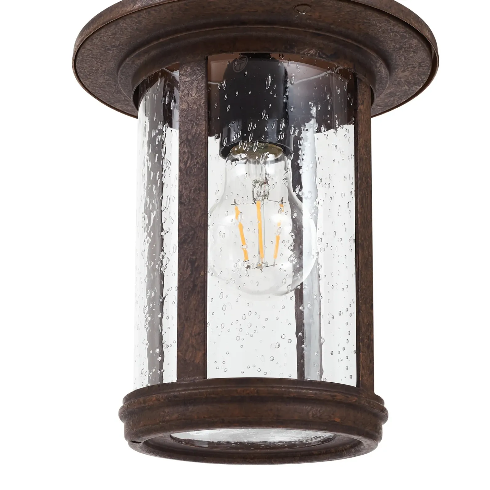 Lindby, bolardo luminoso Zayn, color óxido, vidrio, altura 109 cm, IP65