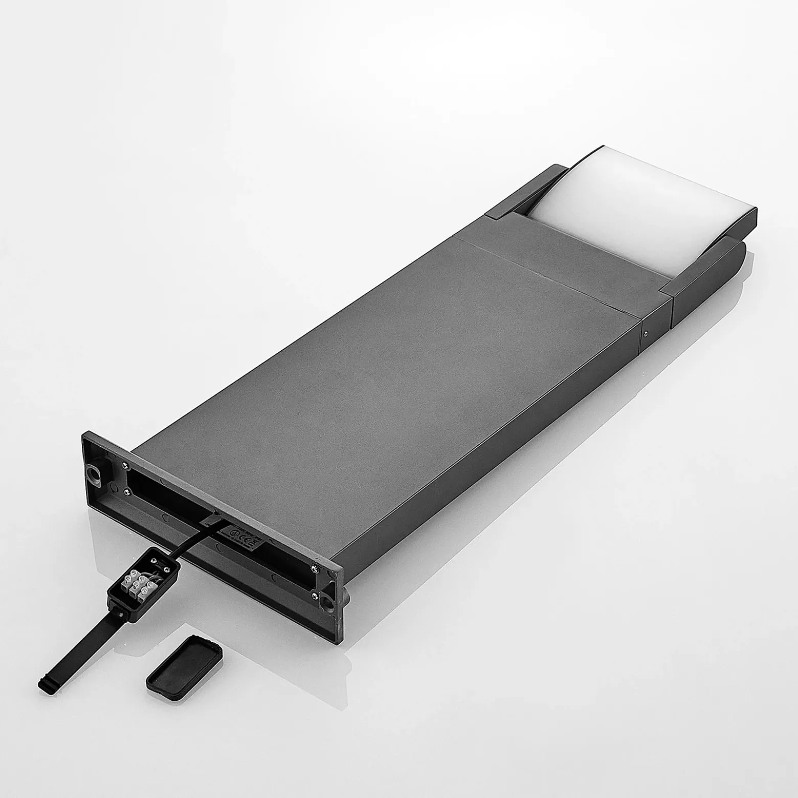 Lindby Cathalena Bolardo luminoso LED en gris oscuro
