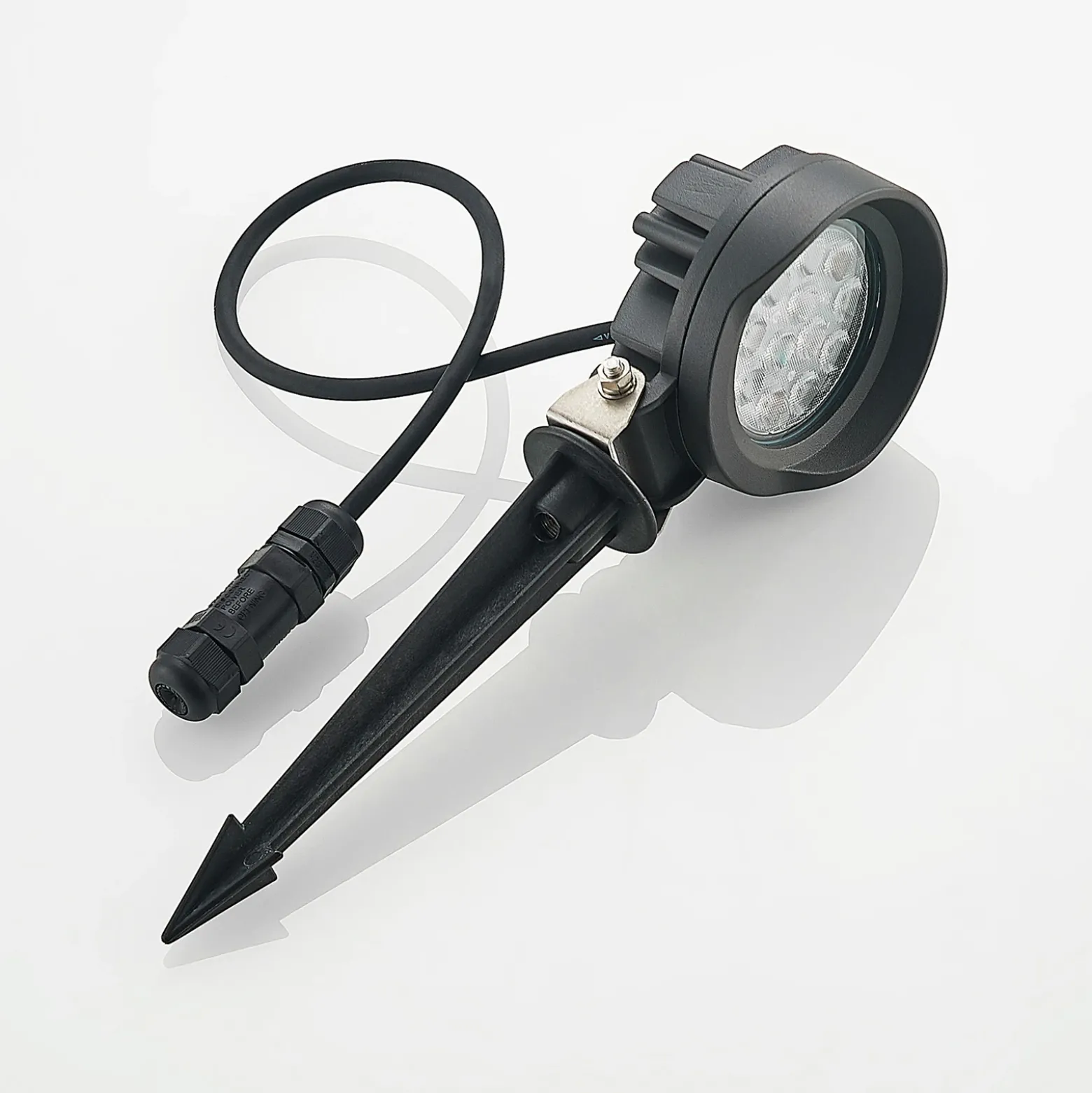 Lindby Emar foco LED con pica en gris oscuro