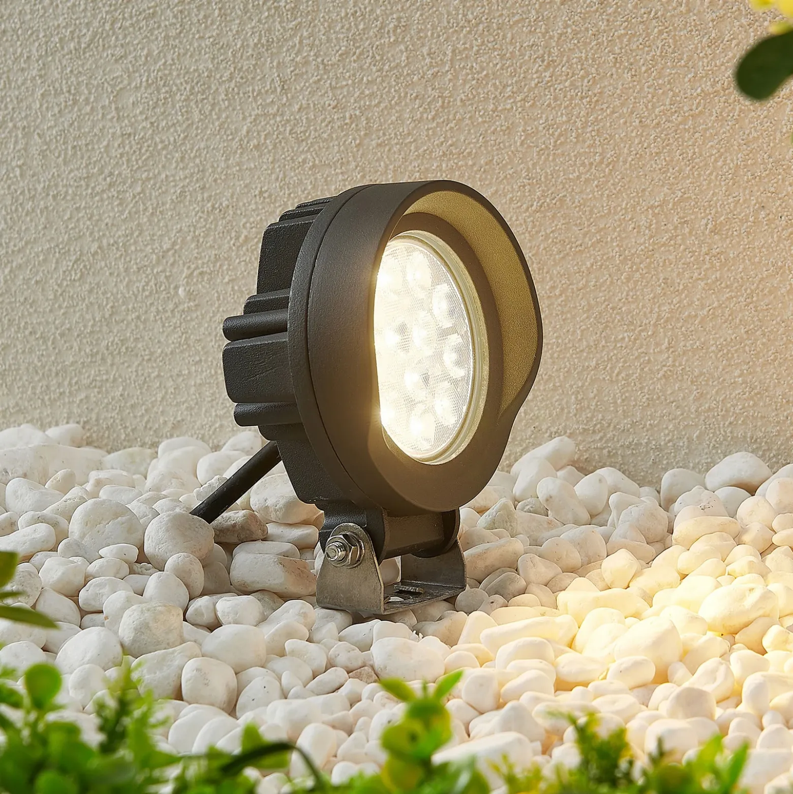 Lindby Emar foco LED con pica en gris oscuro