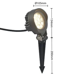 Lindby Emar foco LED con pica en gris oscuro
