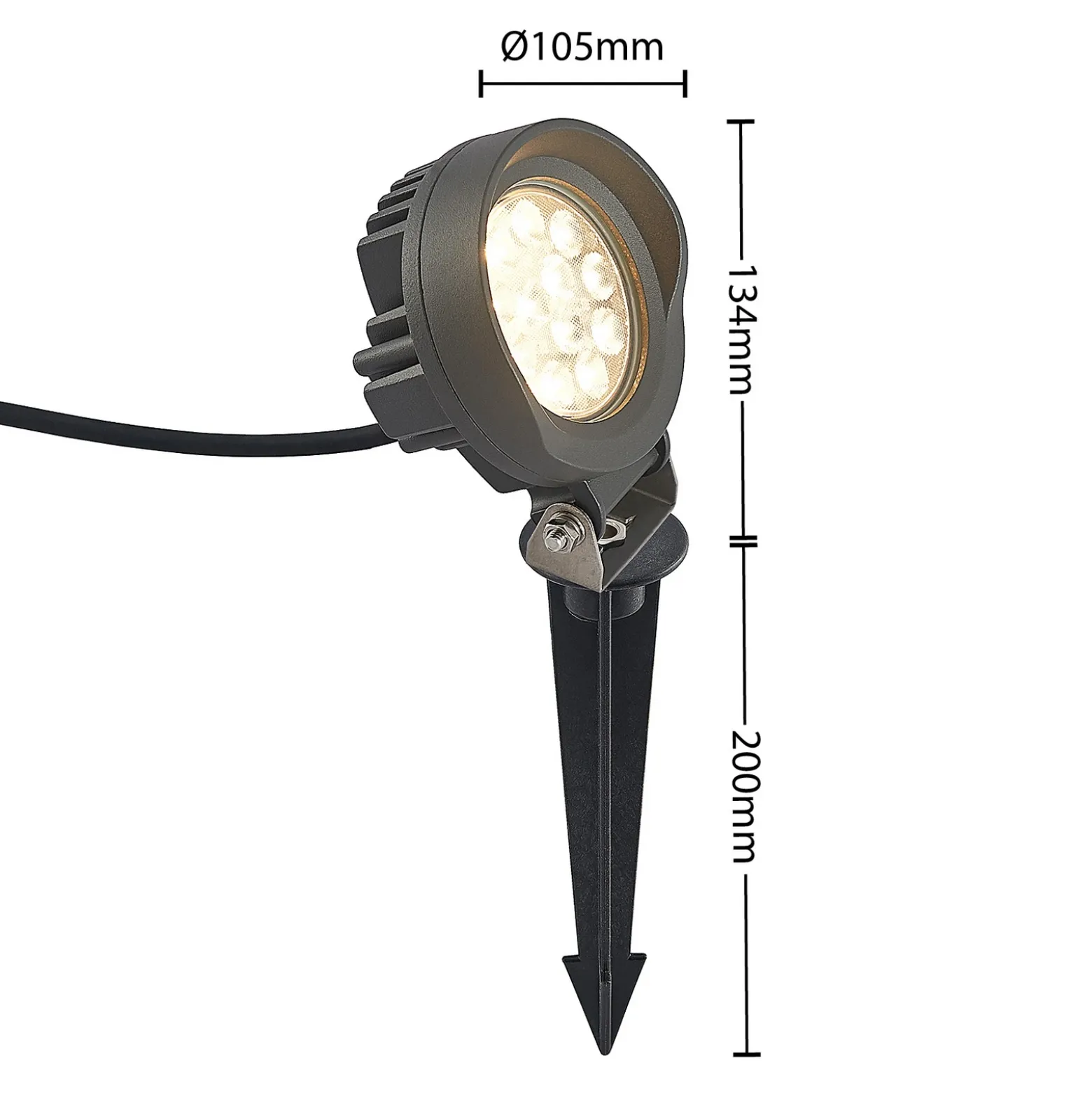Lindby Emar foco LED con pica en gris oscuro