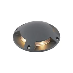 Lindby foco LED de suelo Cormac, 4 luces, Ø 21 cm, IP67