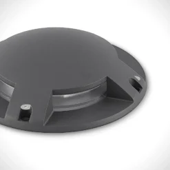 Lindby foco LED de suelo Cormac, 4 luces, Ø 21 cm, IP67