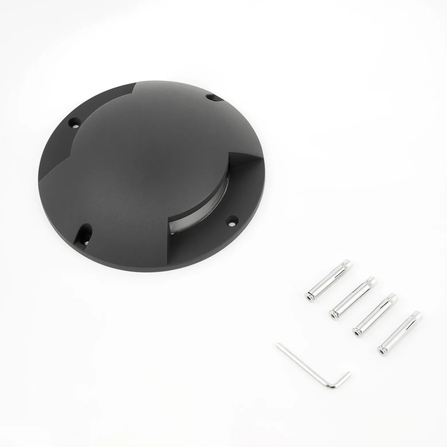 Lindby foco LED de suelo Cormac, 2 luces, Ø 21 cm, IP67