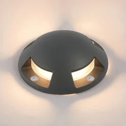 Lindby foco LED de suelo Huban, 15 cm, 4 luces, antracita