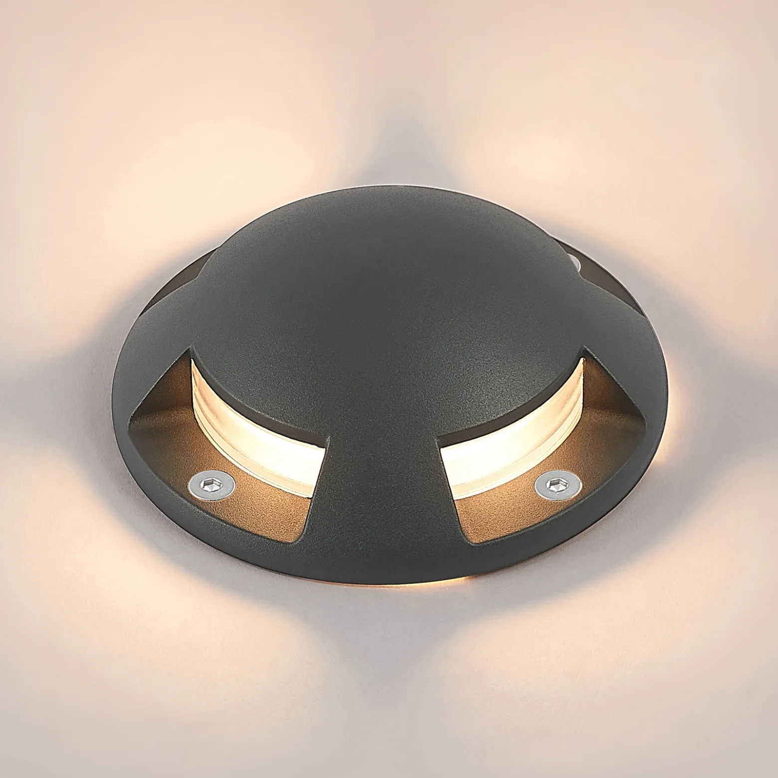 Lindby foco LED de suelo Huban, 15 cm, 4 luces, antracita