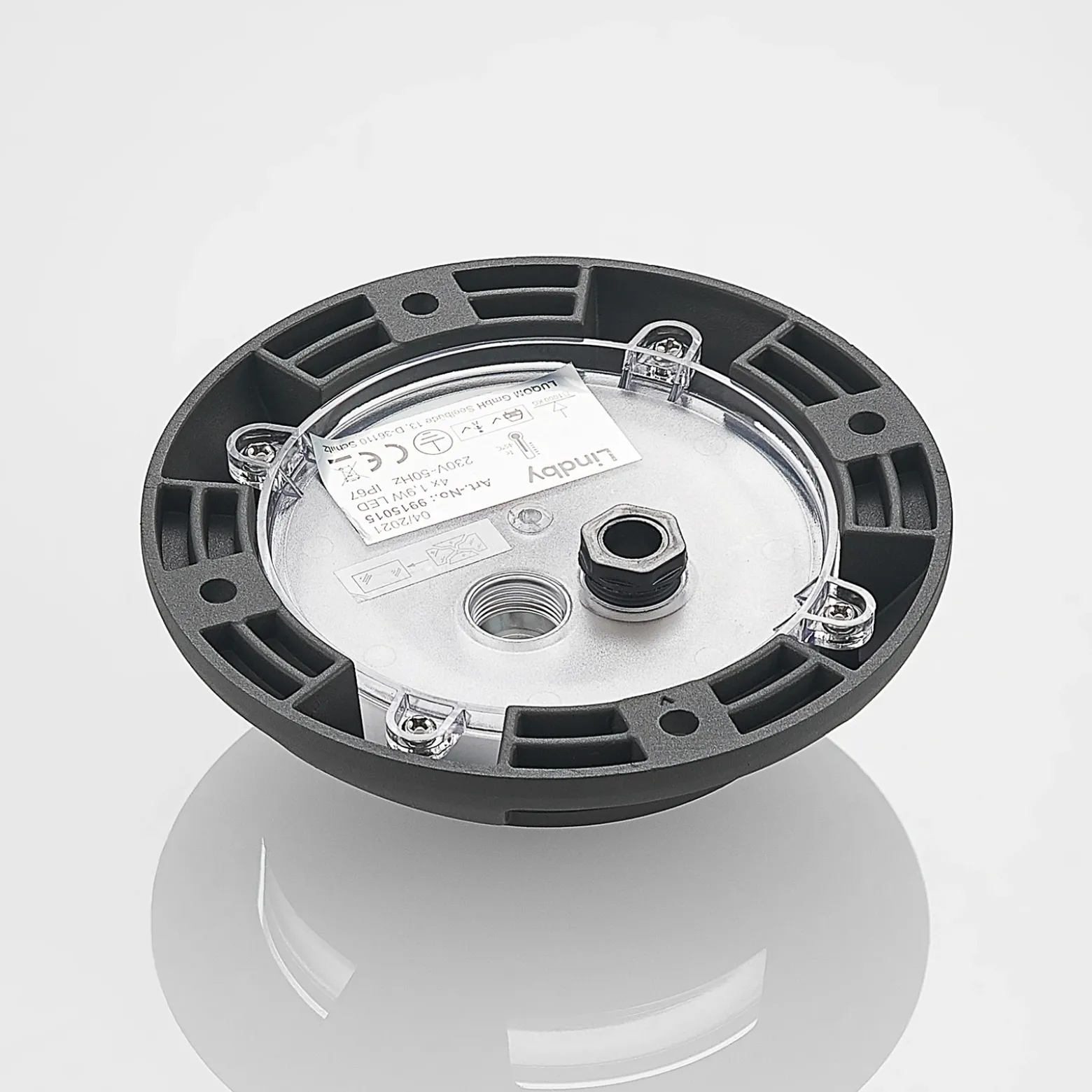 Lindby foco LED de suelo Huban, 15 cm, 4 luces, antracita