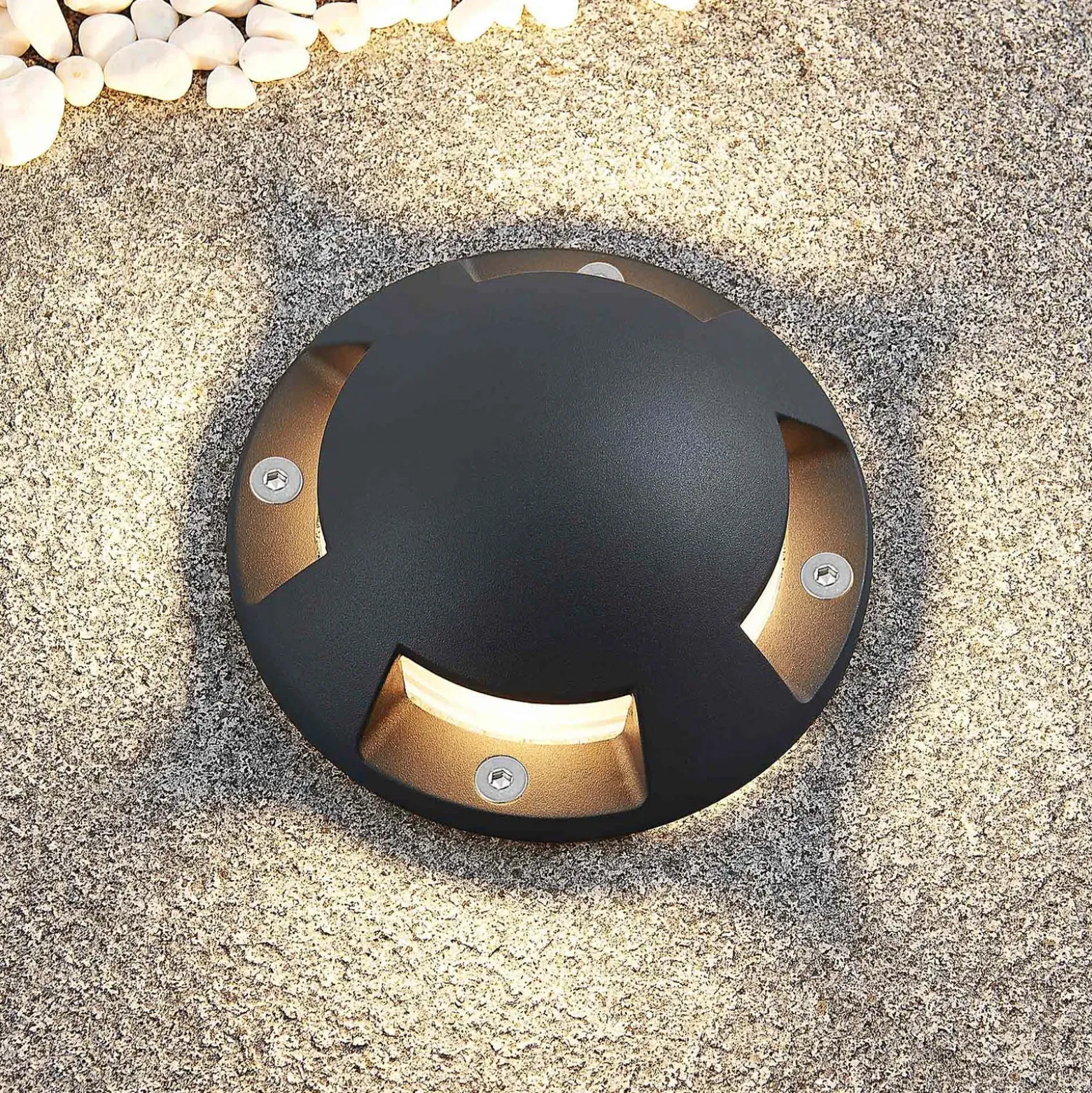 Lindby foco LED de suelo Huban, 15 cm, 4 luces, antracita