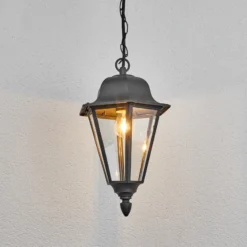 Lindby lámpara colgante exterior Edana, 40 cm, antracita, E27, IP44