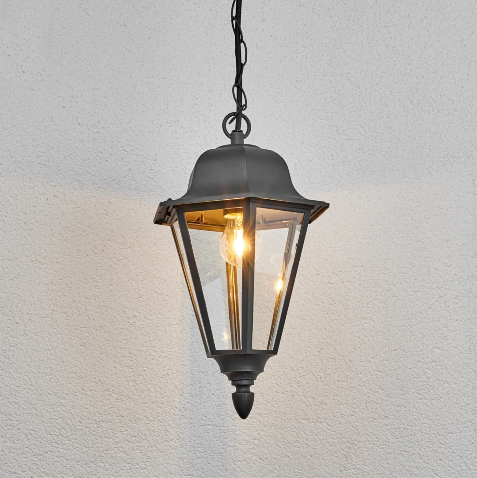 Lindby lámpara colgante exterior Edana, 40 cm, antracita, E27, IP44