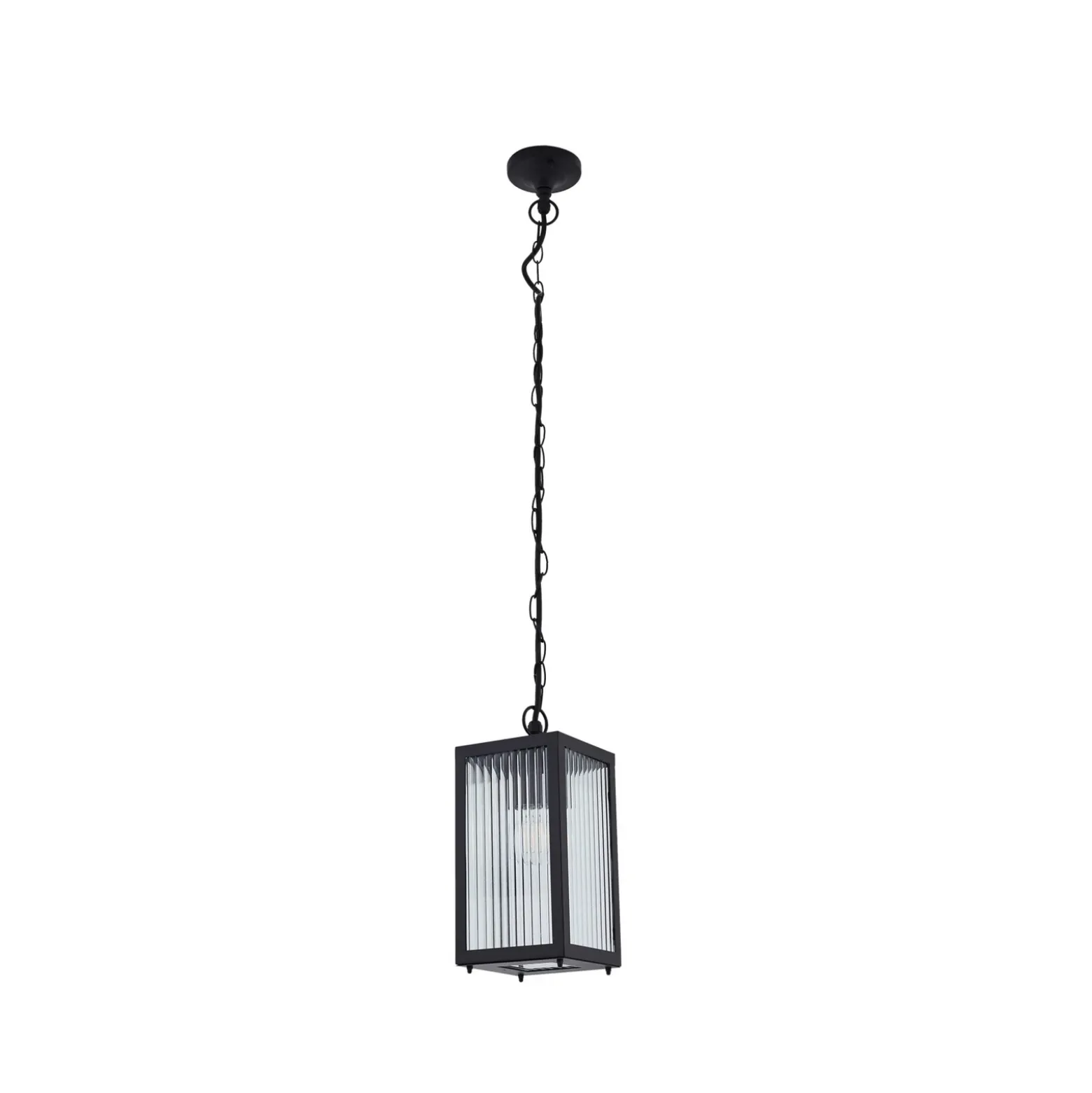Lindby Lámpara colgante exterior Bolgar, negro, metal, cristal