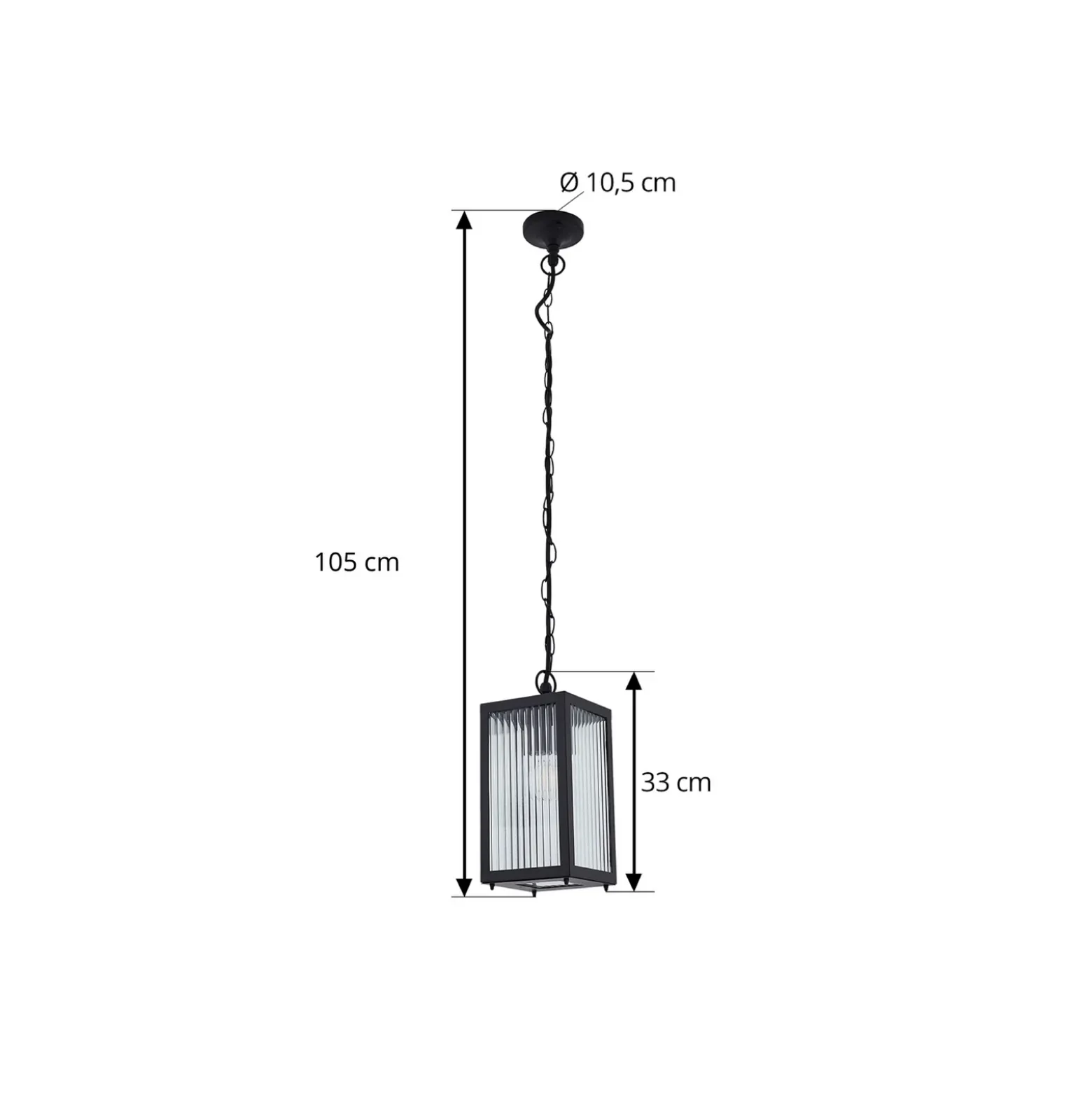 Lindby Lámpara colgante exterior Bolgar, negro, metal, cristal