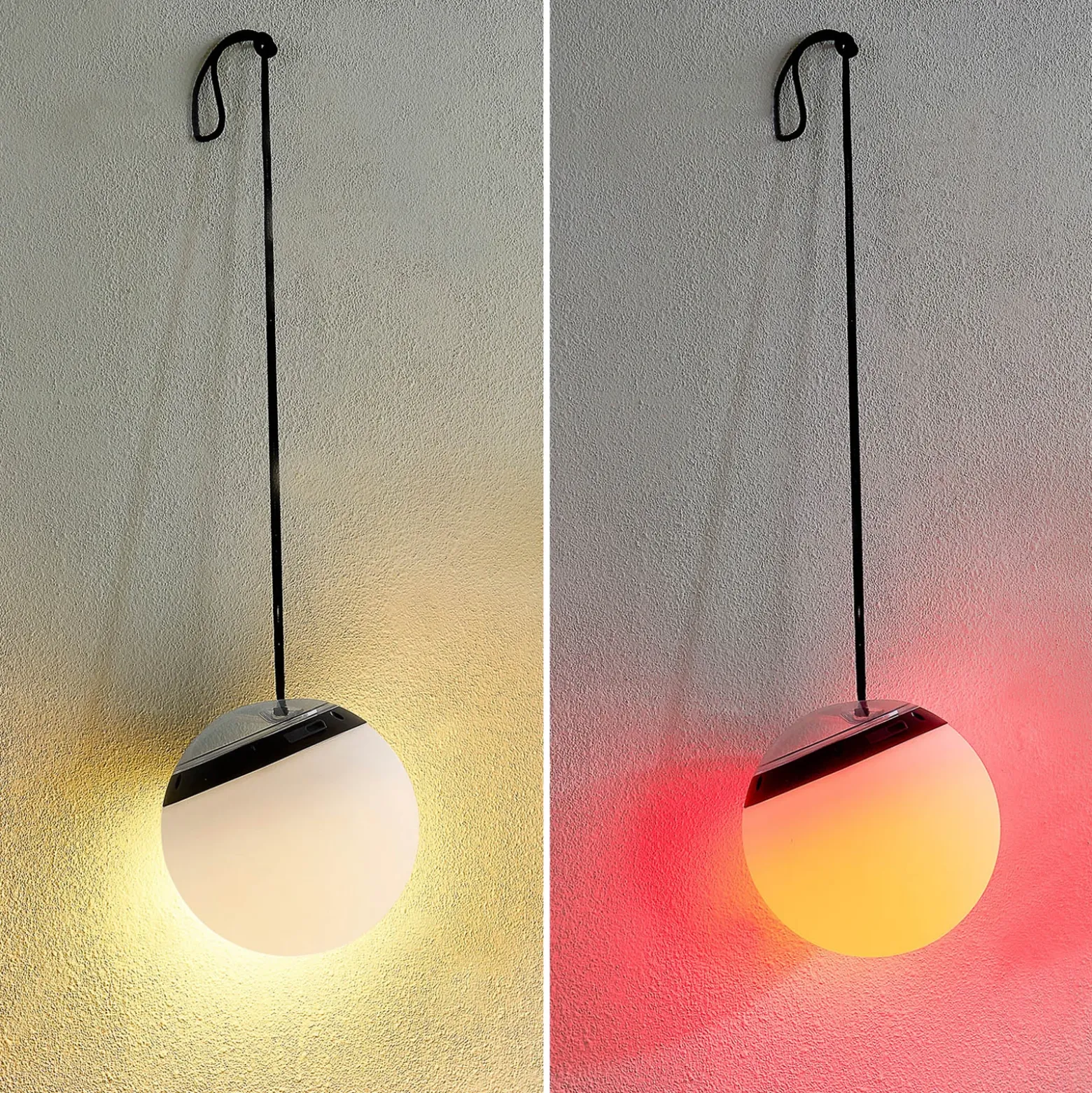 Lindby Lámpara colgante exterior Eleia, RGBW, 20 cm, batería recargable